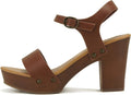Soda CHIVAS Women's Bold Buckles Studded Wedge Sandal - Fashionable