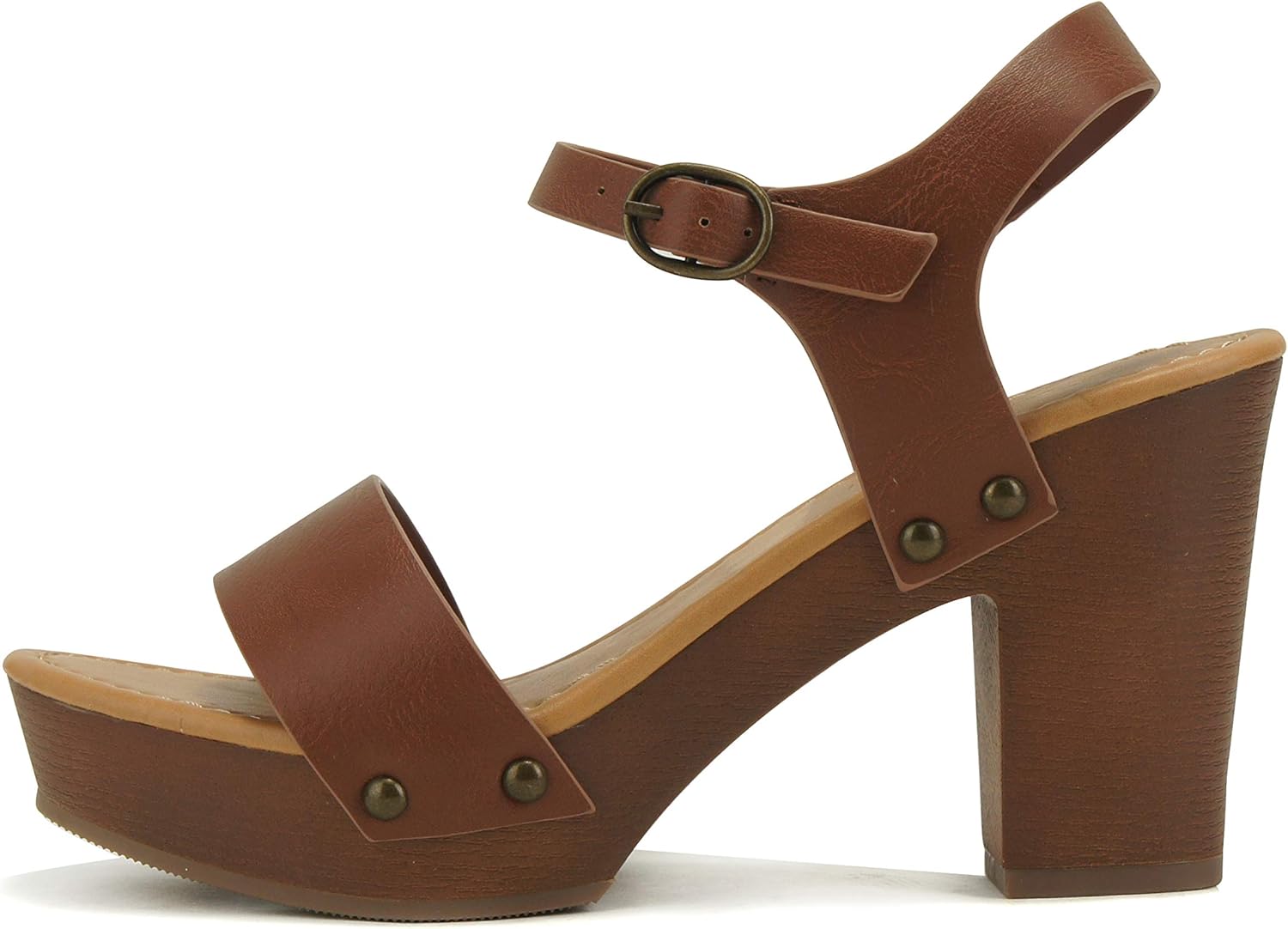 Soda Women's Bold Buckles Studded Wedge Sandal for Style