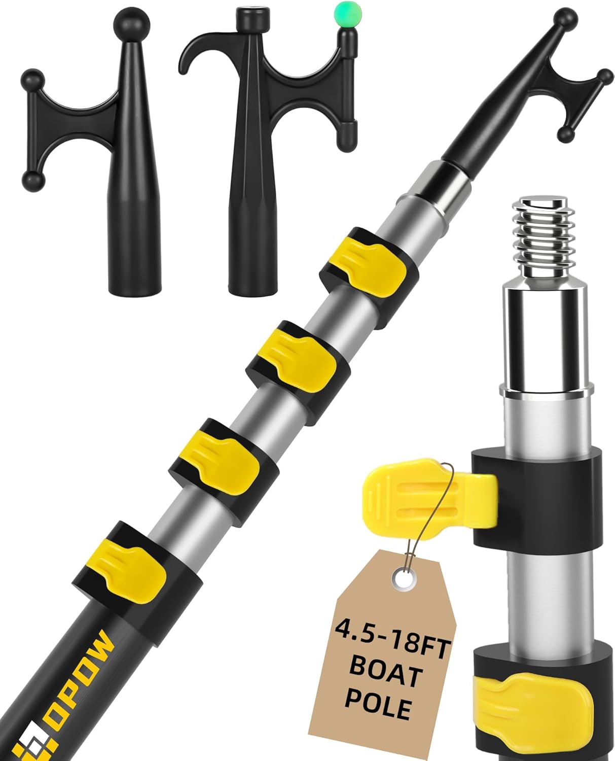 Telescoping Boat Pole with Replaceable Hooks for Easy Docking