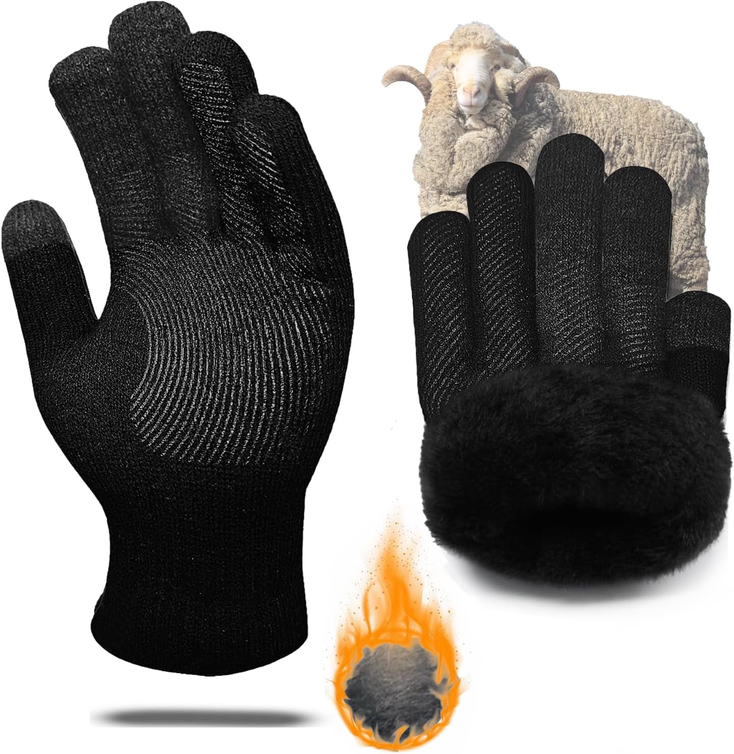 CozyGalar Merino Wool Touch Screen Gloves