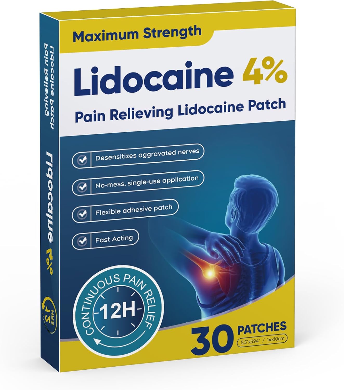 4% Lidocaine Patches for Maximum Strength Pain Relief - 30 Count