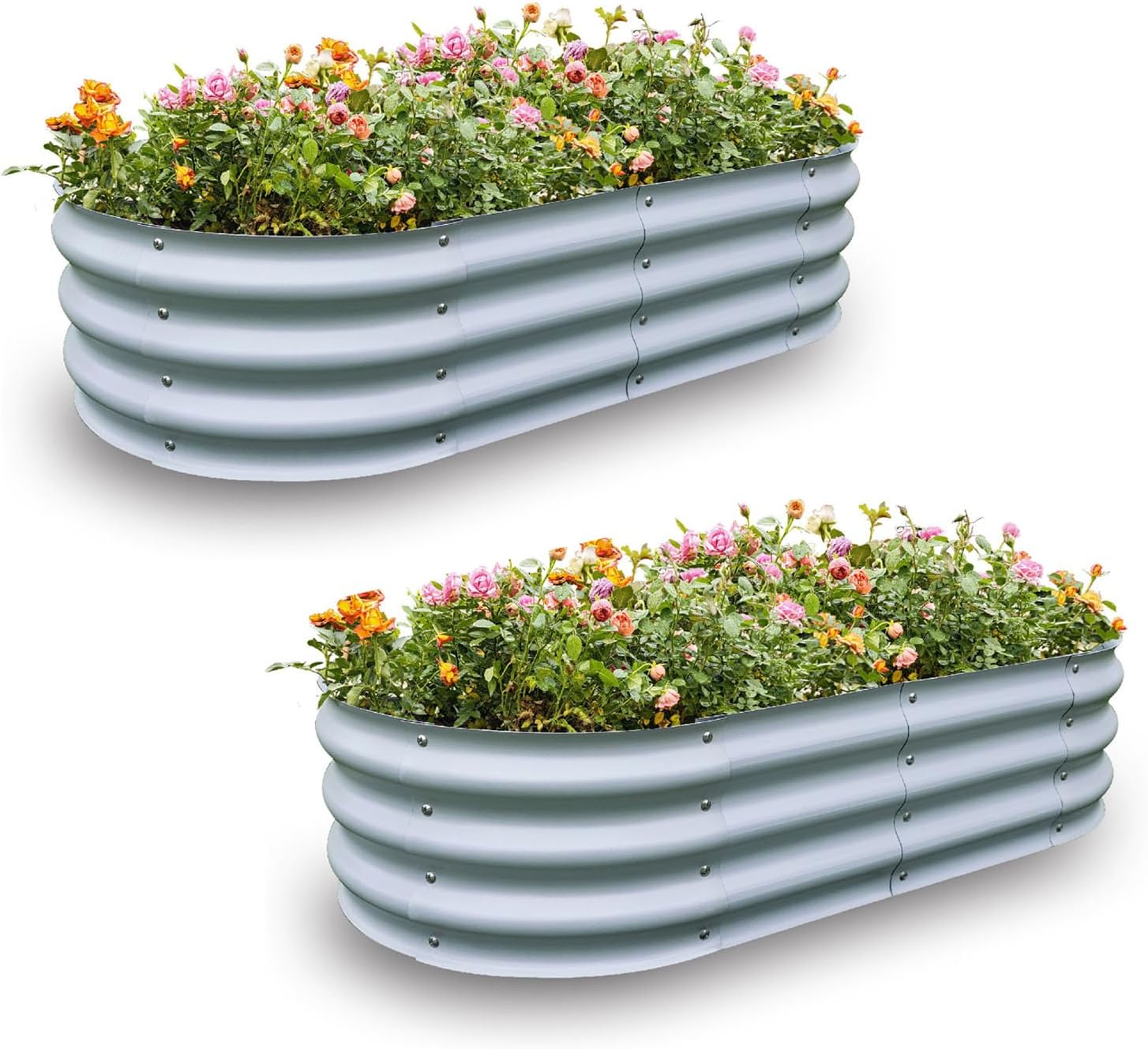 Gardmax Galvanized Raised Garden Bed for Vegetables and Flowers