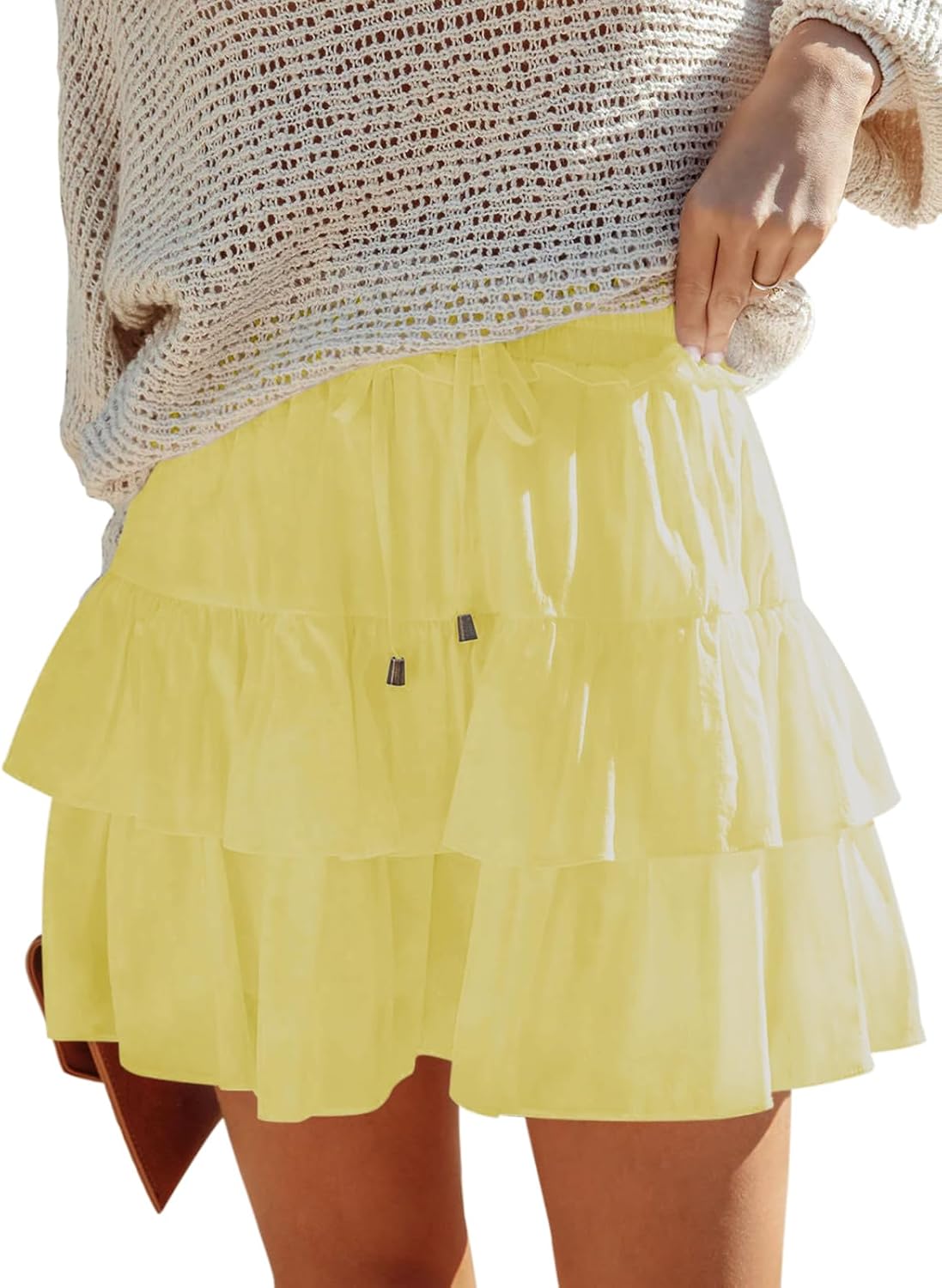 Flowy Shorts for Women Boho Ruffled Tiered Skorts Casual Wear
