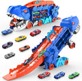 11 in 1 Dinosaur Transport Truck with 8 Race Cars - Transforming Track