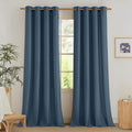 Navy Blue Linen Curtains for Kitchen W55 x L84 - Semi Sheer Privacy