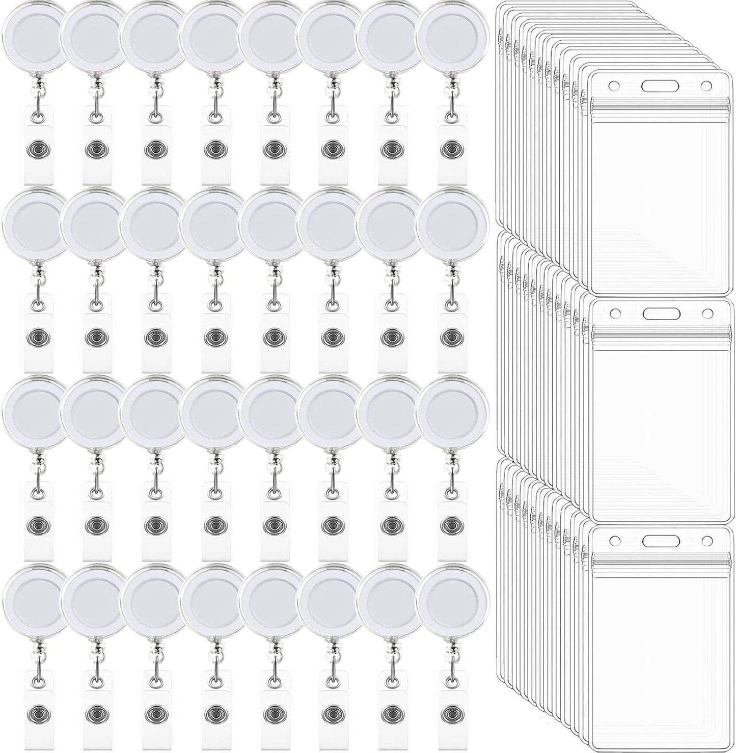 100 Pack Retractable Badge Reel Clips for ID Card Holders