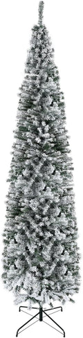 HOMOM 9ft Flocked Christmas Tree with Faux Snow for Holidays