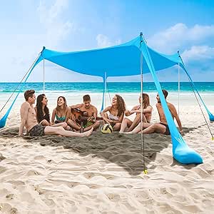 COMMOUDS Beach Tent Canopy: Portable UPF50+ Sun Shade