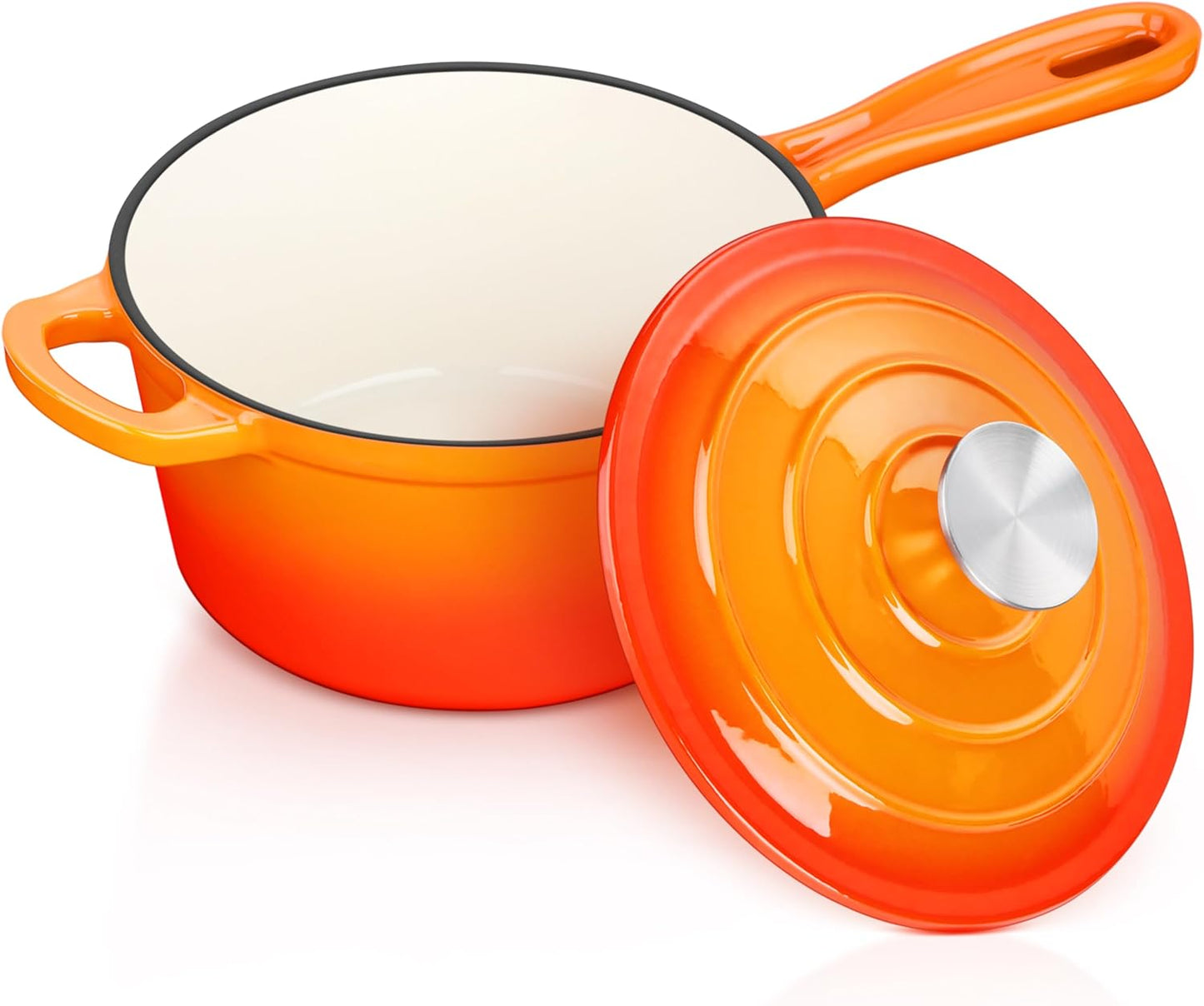 Enameled Cast Iron Sauce Pan with Lid for Versatile Cooking