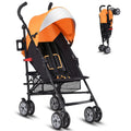 Lightweight Orange Travel Stroller - Compact Foldable Umbrella