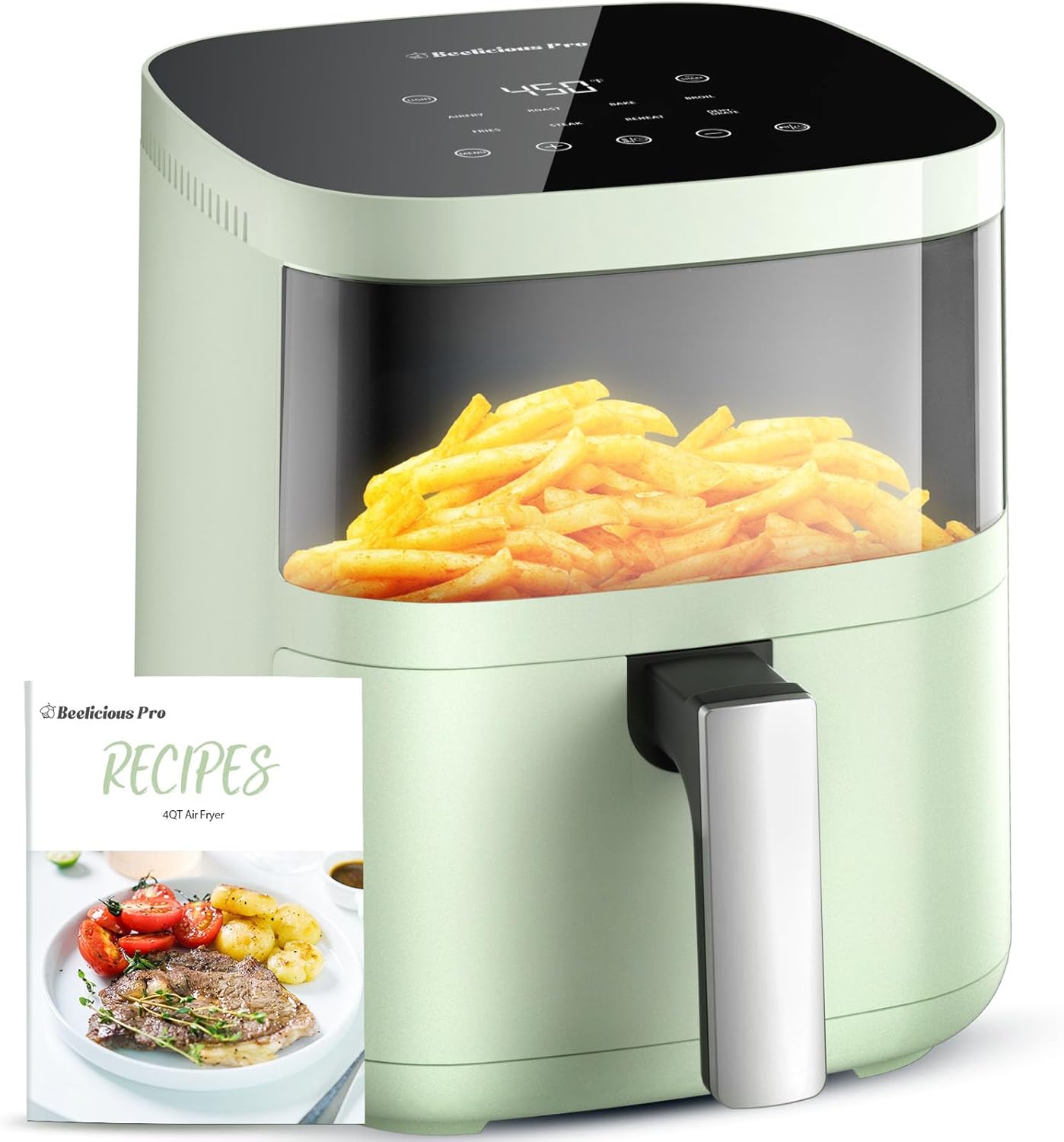 Beelicious Pro: Compact 4QT Air Fryer with Shake Reminder