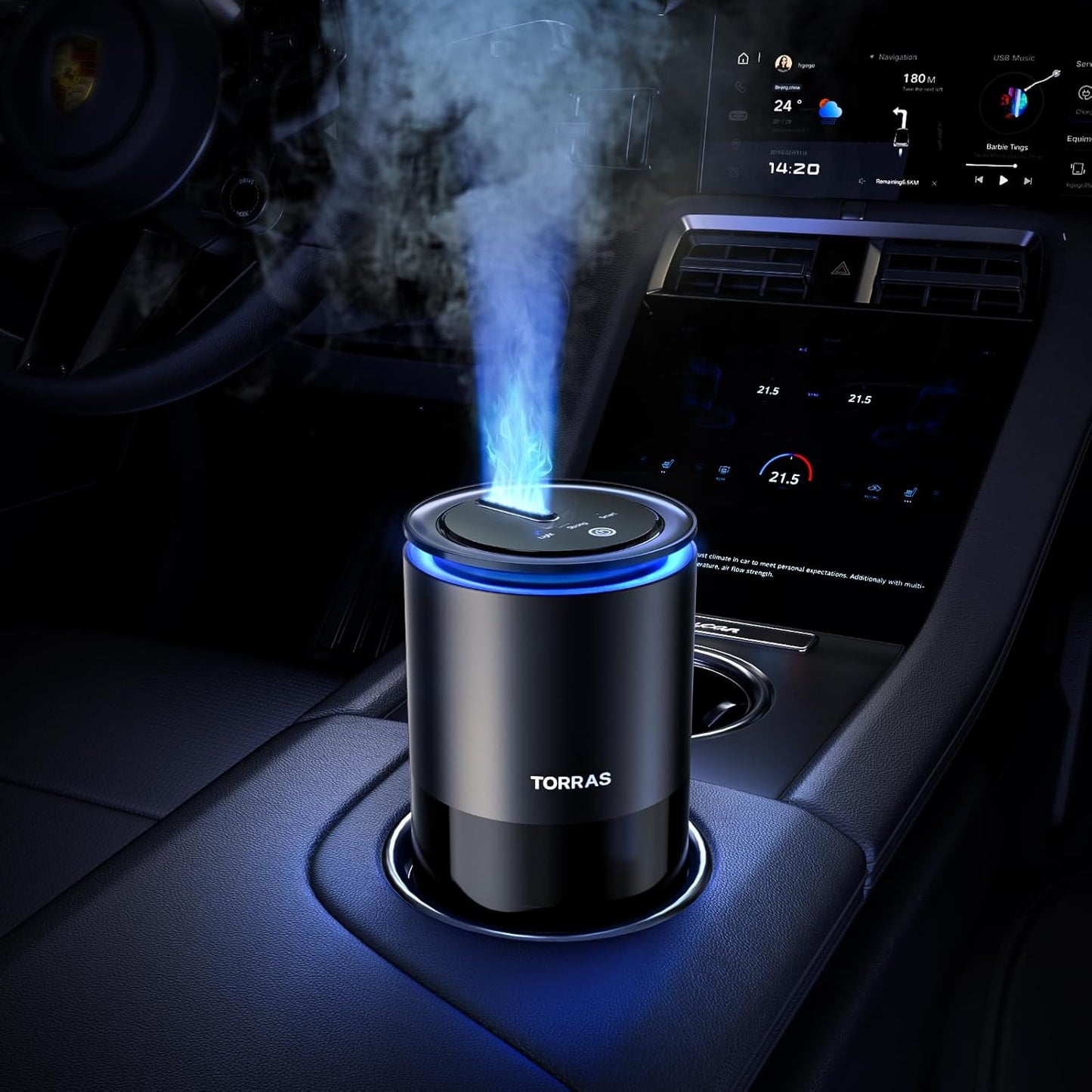 TORRAS Smart Car Air Freshener: Ultrasonic Mist & Premium Scent