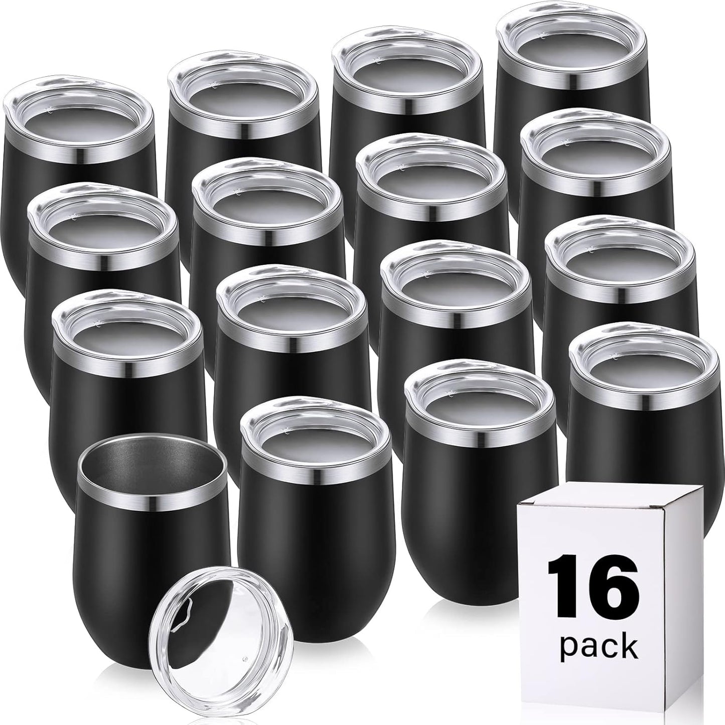 16 Pack Stainless Steel Wine Tumblers for Outdoor Travel