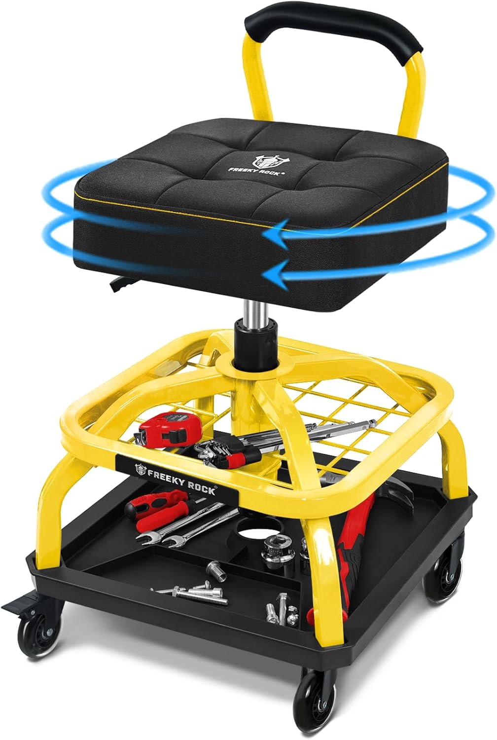 Rolling Shop Stool with Wheels for Garage Mechanic Work