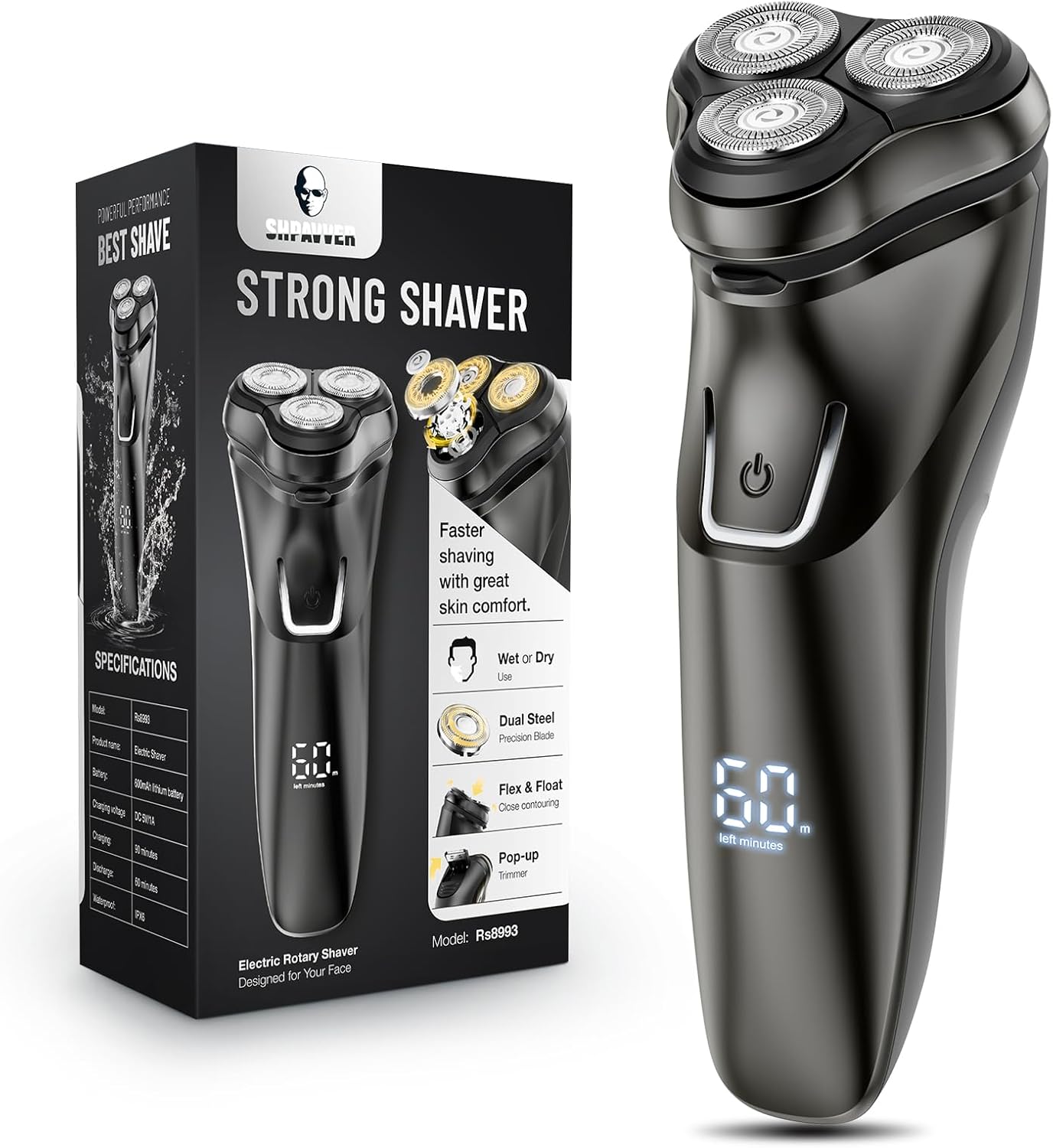 Electric Razor for Men Rechargeable: Wet/Dry Rotary Shaver