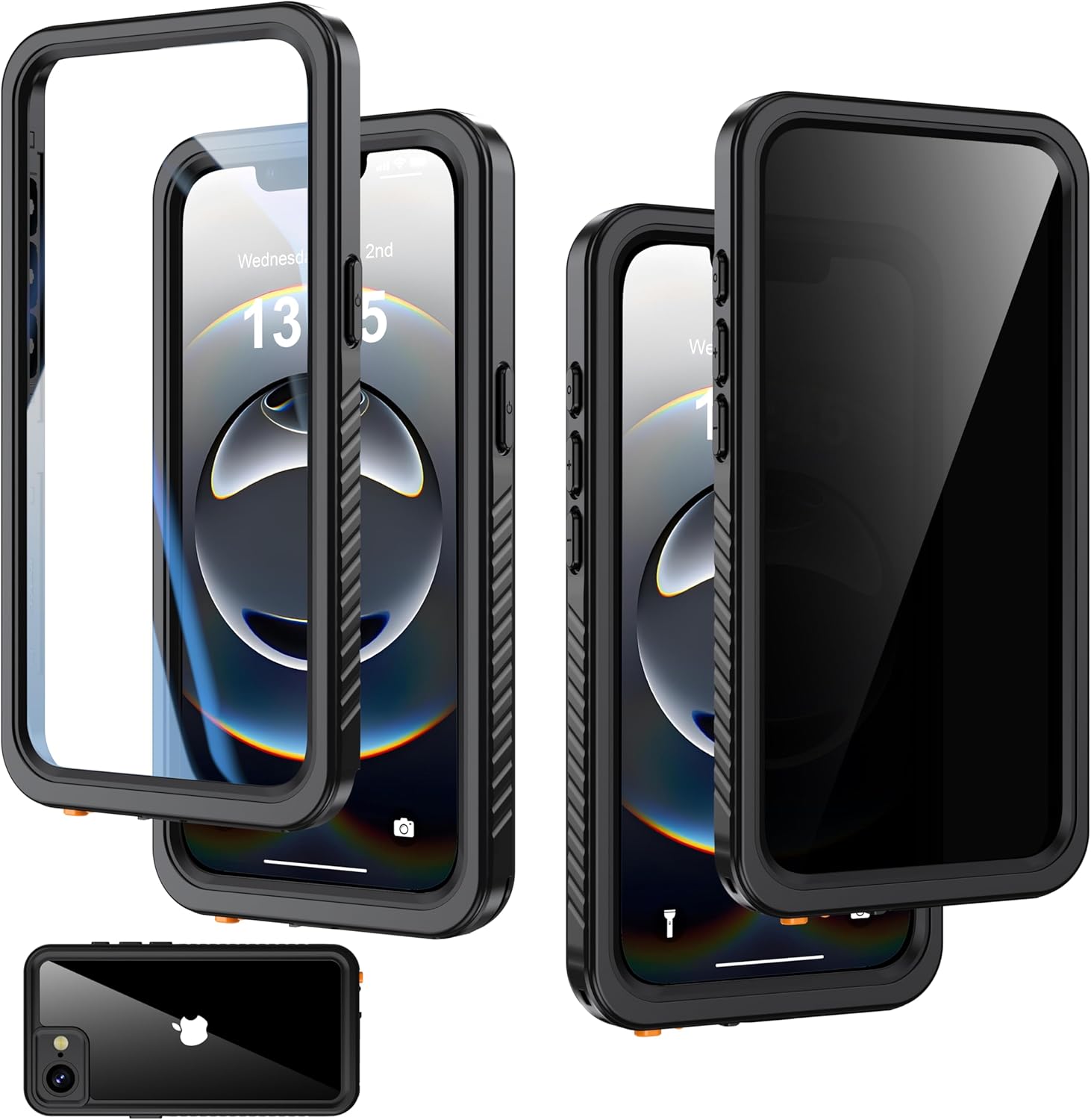 iPhone 16E Case Waterproof with Built-in Privacy Screen Protector