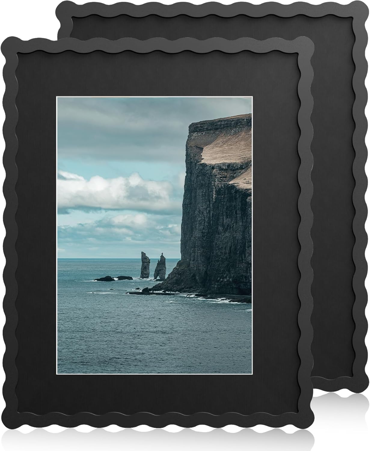 11x14 Wavy Picture Frame with Mat for 8x10 Photos - 2 Pack