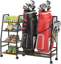 Golf Bag Storage Rack for Garage with Wheels - Organizer for 2 Bags