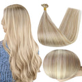 Full Shine U Tip Hair Extensions Blonde Highlighted 16 in Prebonded