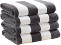 Cabana Striped Cotton Beach Towels Set of 4 - Charcoal Grey & White