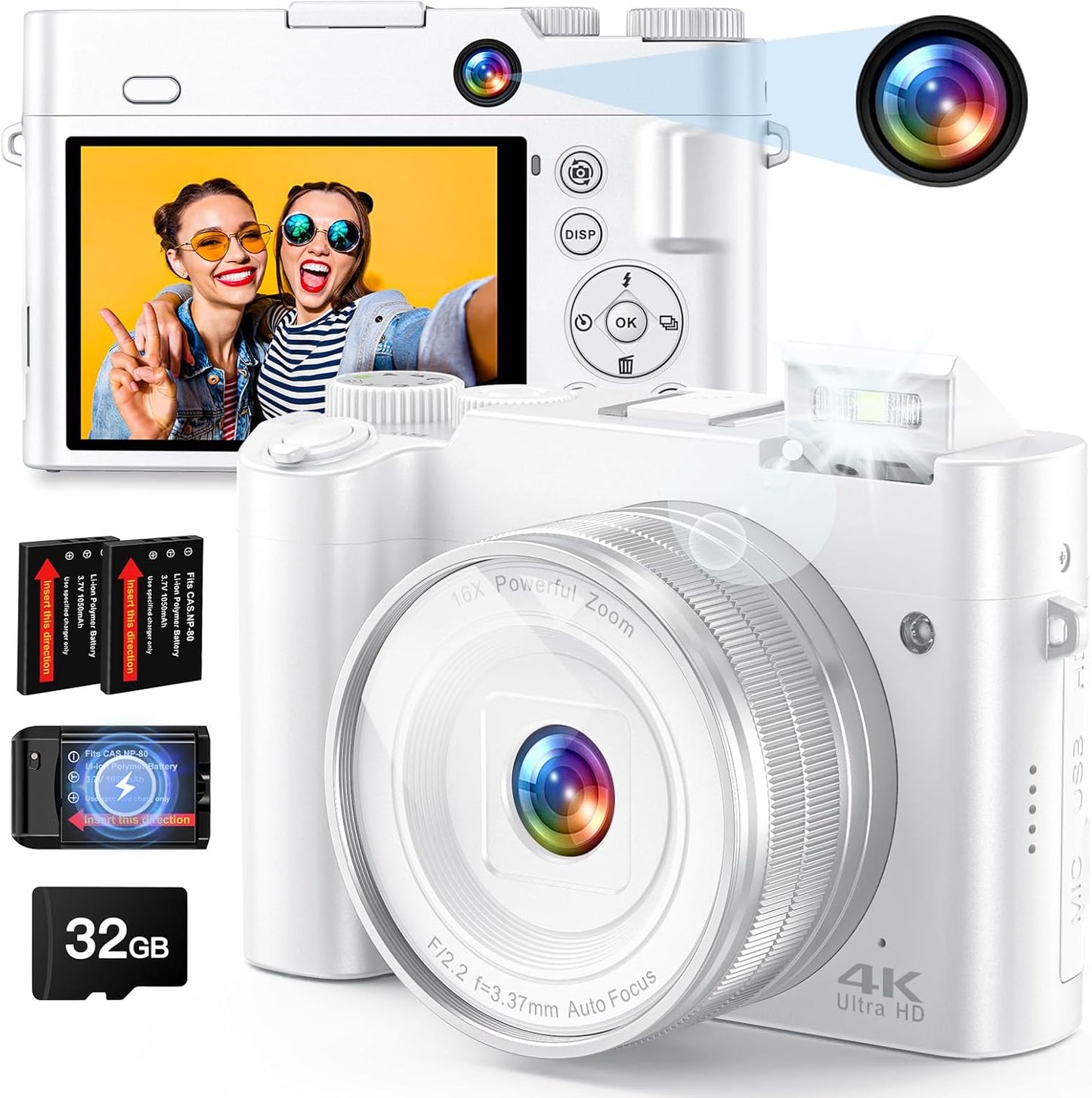 64MP 4K Digital Camera with Autofocus & Anti-Shake Features