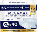 X-Large Overnight Adult Diapers 12-Hour Tab Style - 40 Count Case