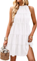 KIRUNDO Womens Halter Sundress Mini Babydoll - Flowy Summer Dress