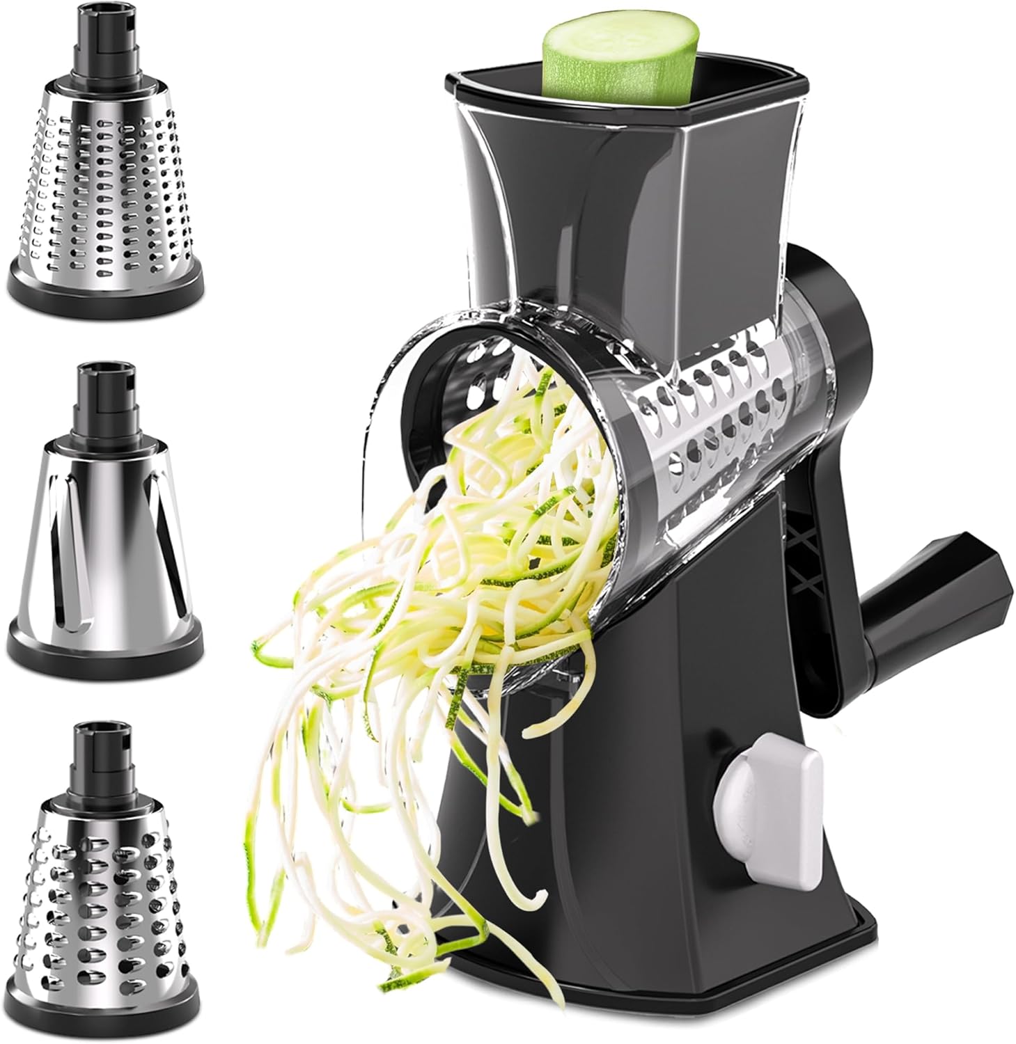 Hand Crank Cheese Grater with 3 Blades for Effortless Shredding