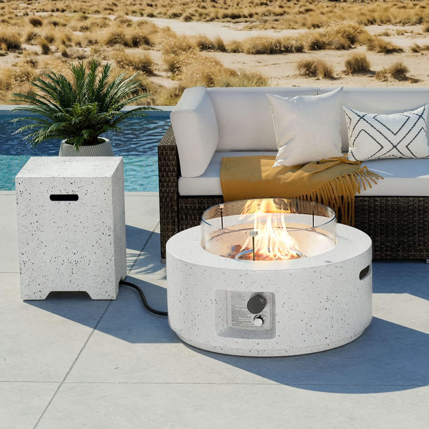 COSIEST 2-Piece Outdoor Propane Fire Pit Table Set for Cozy Evenings