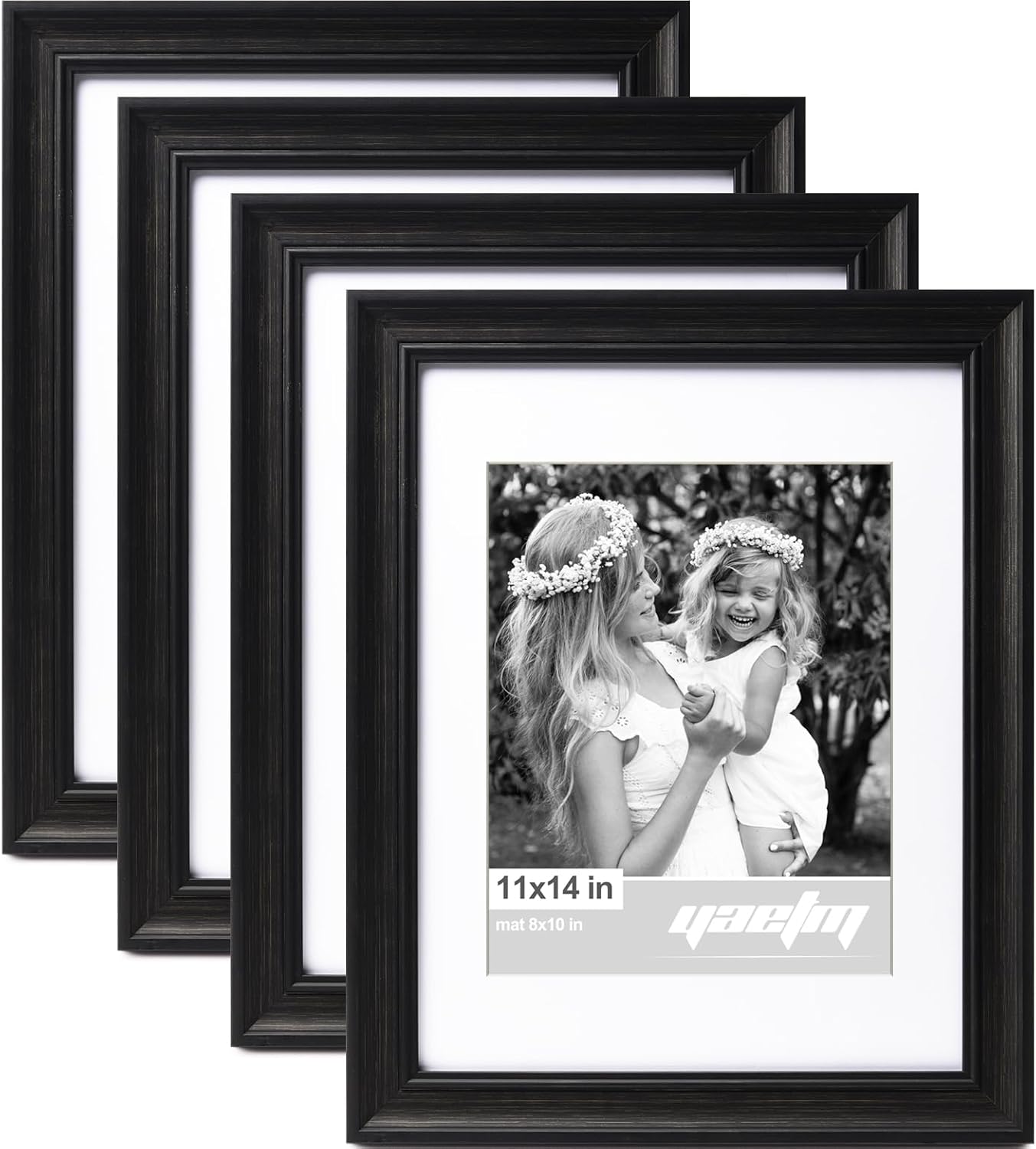Yaetm 11x14 Picture Frame Set of 4 with Mat for 8x10 Photos