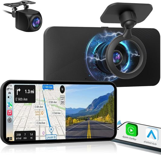 Portable CarPlay Stereo with 4K Dash Cam and Bluetooth Features
