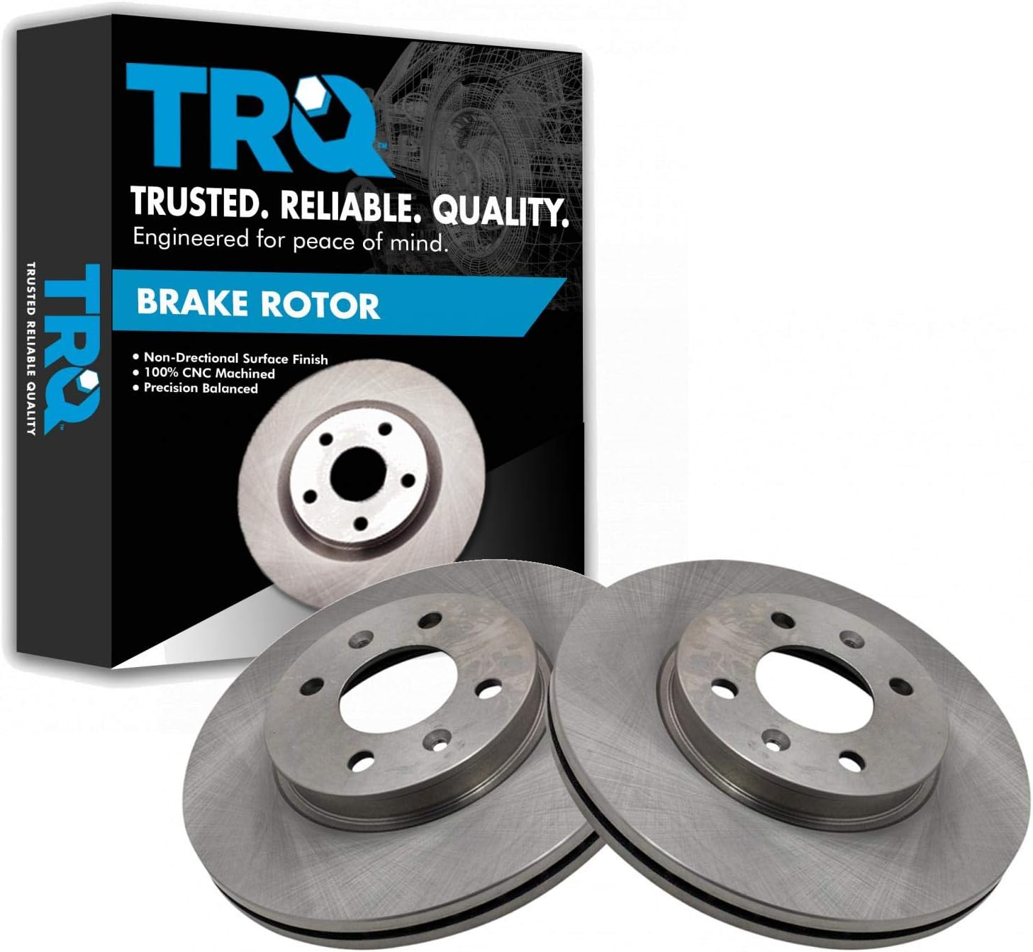 TRQ Front Brake Rotors Set Vented for 2012-2017 Hyundai Accent