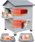 Insulated 2 Story Outdoor Cat House with Escape Door for Cats