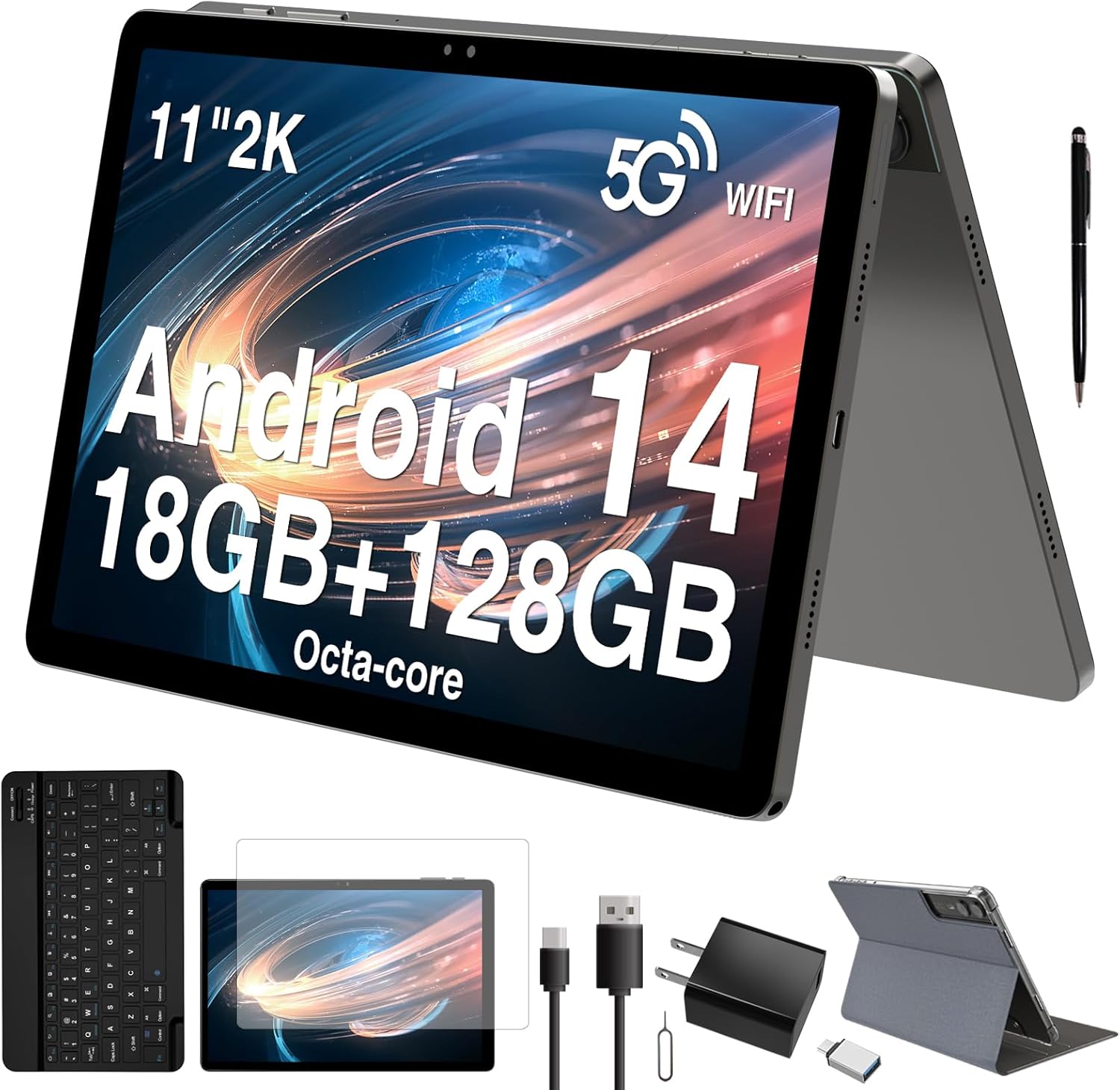 2025 Latest 11 inch Android 14 Tablet with 18GB RAM and 128GB ROM