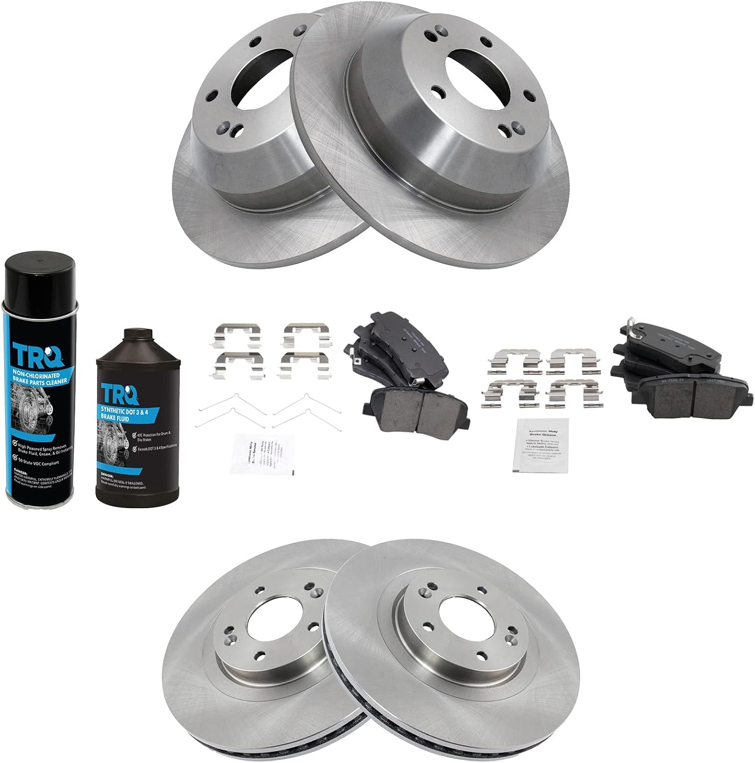 TRQ Brake Pad & Rotor Kit for 2017-2018 Hyundai Santa Fe Sport
