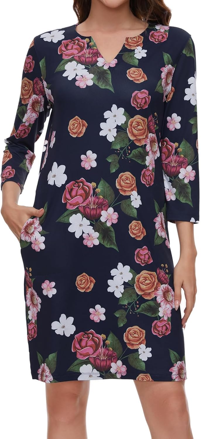 Lightbare Womens 3/4 Sleeve Dress with Pockets for Outdoors