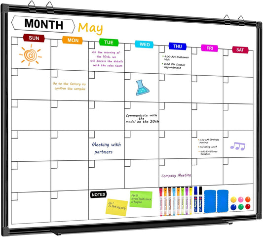 Magnetic Dry Erase Calendar Whiteboard 48in x 36in for Home
