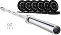 Olympic Bumper Plates Set 415 LB Complete Barbell Kit - Durable Rubber