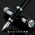 Scriveiner Black Green Fountain Pen - Luxury Chrome Finish Fine Nib