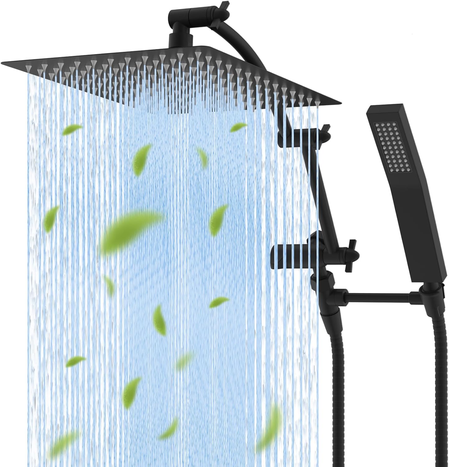 Hibbent 12ft' Rainfall Shower Head Combo with Adjustable Arm