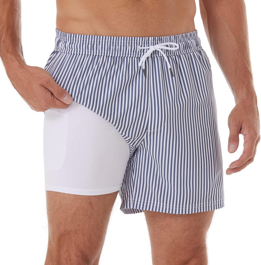 BRISIRA Mens Swim Trunks Quick Dry 5 inch Inseam Beach Shorts