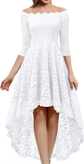 Dressystar Lace Cocktail Dress Hi-Lo Off Shoulder - Elegant Fit