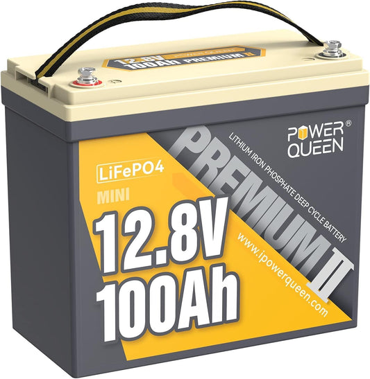 Power Queen 12V 100Ah Mini LiFePO4 Battery for RV and Off-Grid Use