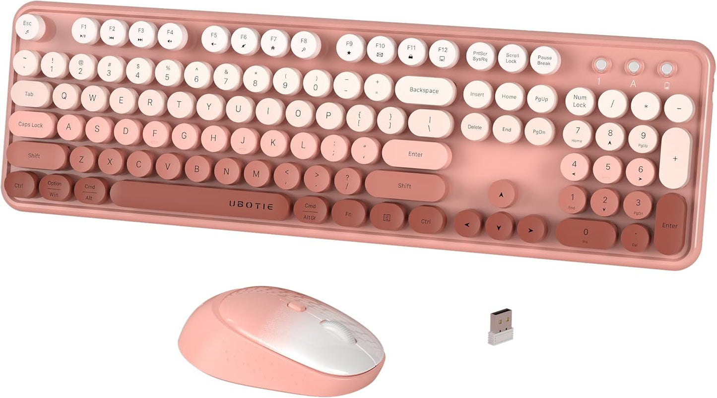 xUBOTIE Wireless Keyboard and Mouse Combo with Colorful Keycaps