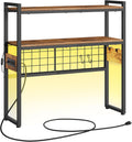 Desktop Bookcase 2-Tier Organizer with Light Strip - Space Saving Desk
