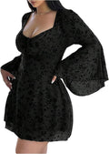 Floerns Womens Plus Size Floral Gothic Dress - Flattering Mesh A Line