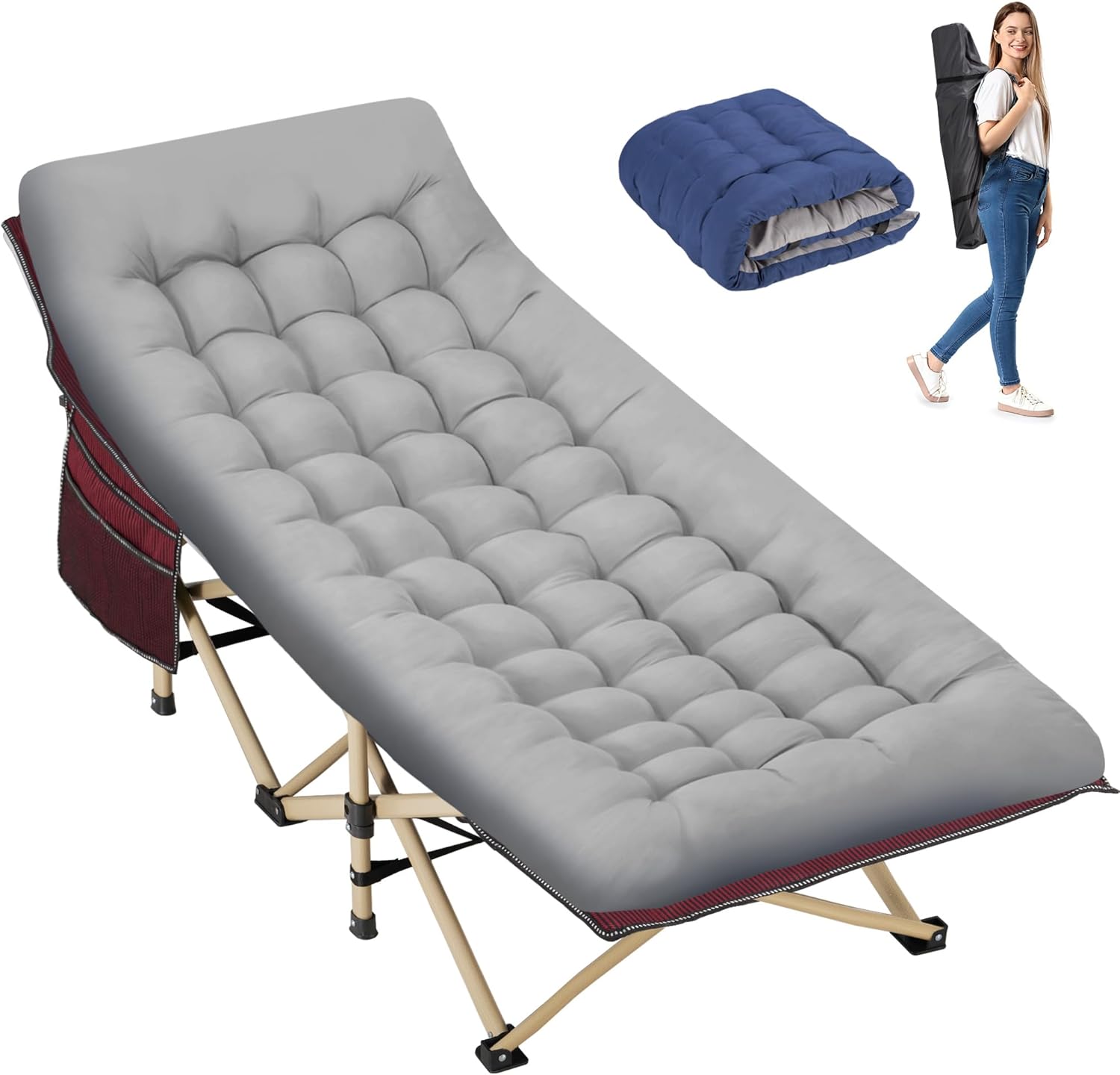 Folding Camping Cot for Sleeping - Heavy Duty Portable Bed