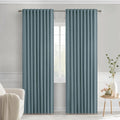 Greyish Blue Back Tab Blackout Curtains 90 in 2 Panels Set - Room