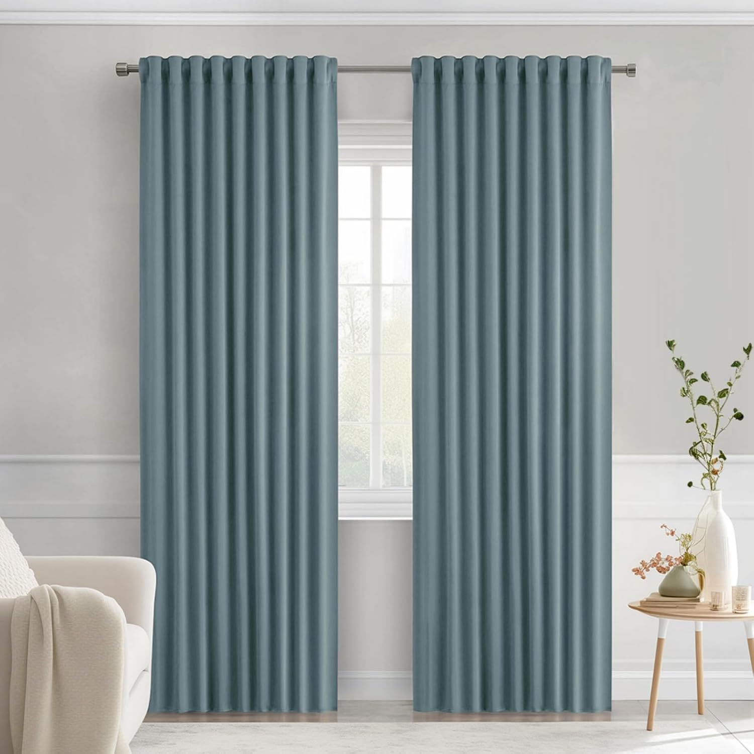 MIULEE Greyish Blue Blackout Curtains for Elegant Living Spaces