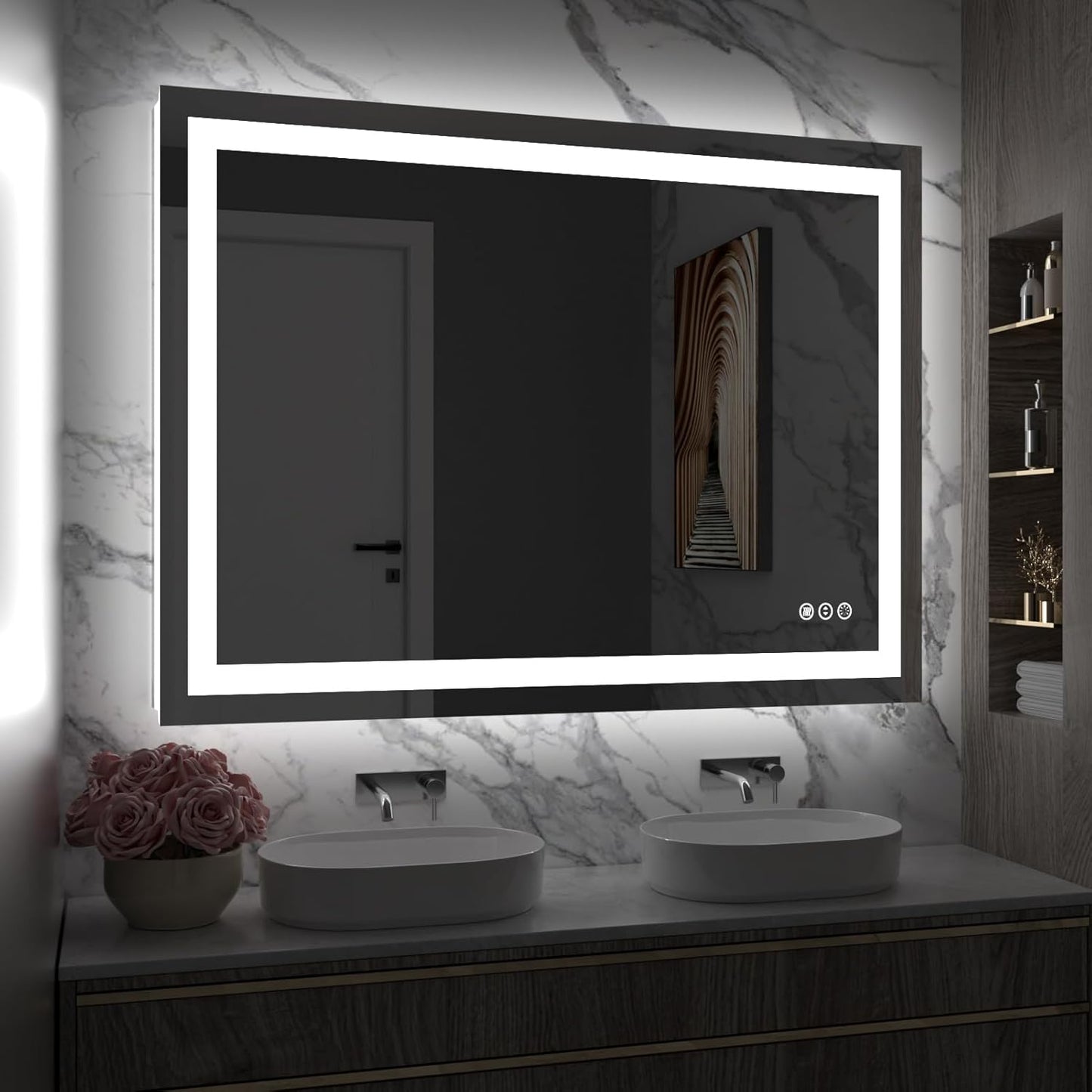 Amorho LED Bathroom Mirror with Front and Backlight Features